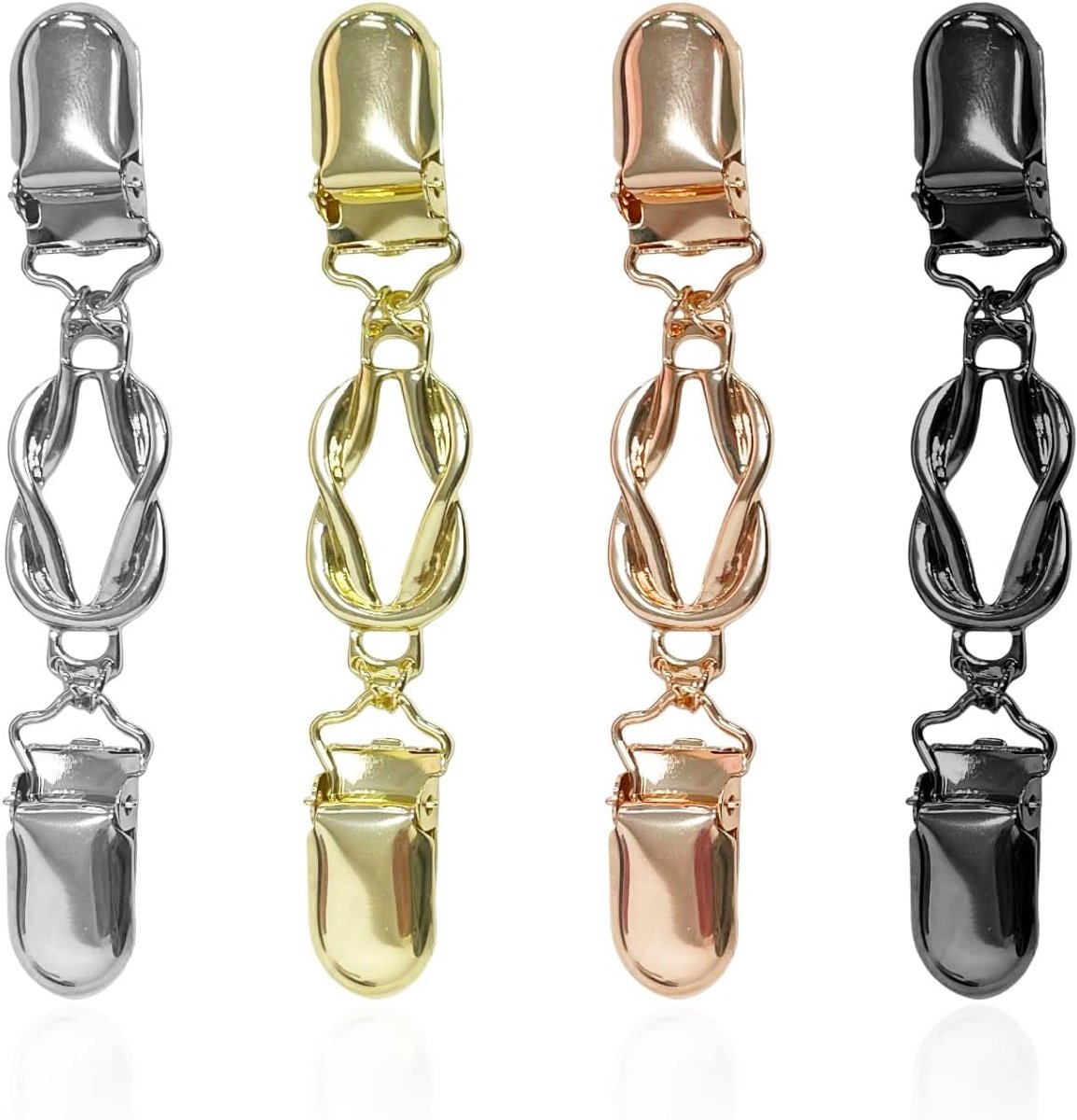 4-Delige Rits Clip Set, Retro Stijl Trui Sjaal Clip, All-Match Shirt Accessoires, King Solide Winddichte Decoratie.