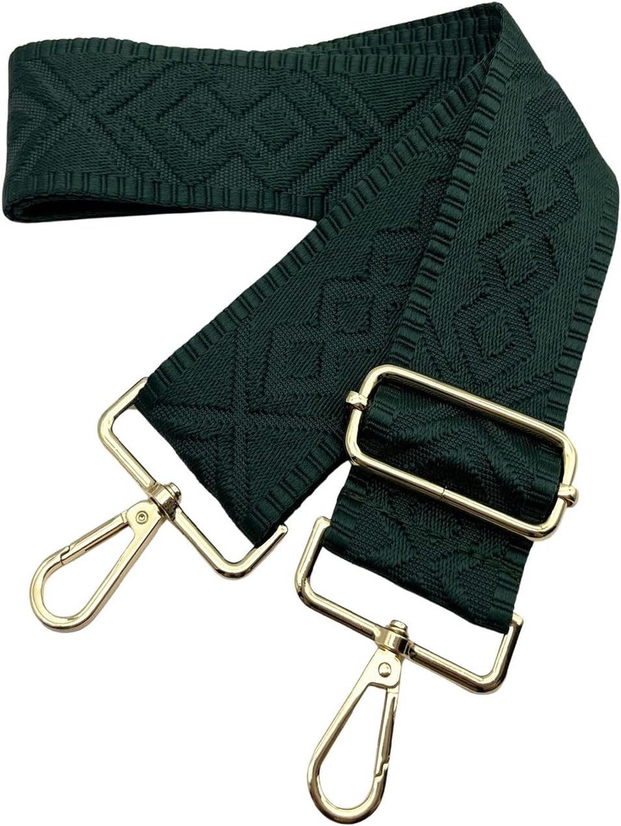 Tasriem, breed, 5 cm schouderriem voor tas, tasriemen met verwisselbare gouden karabijnhaak, schouderriem voor dames handtassen crossbody DIY, (donkergroen) 7
