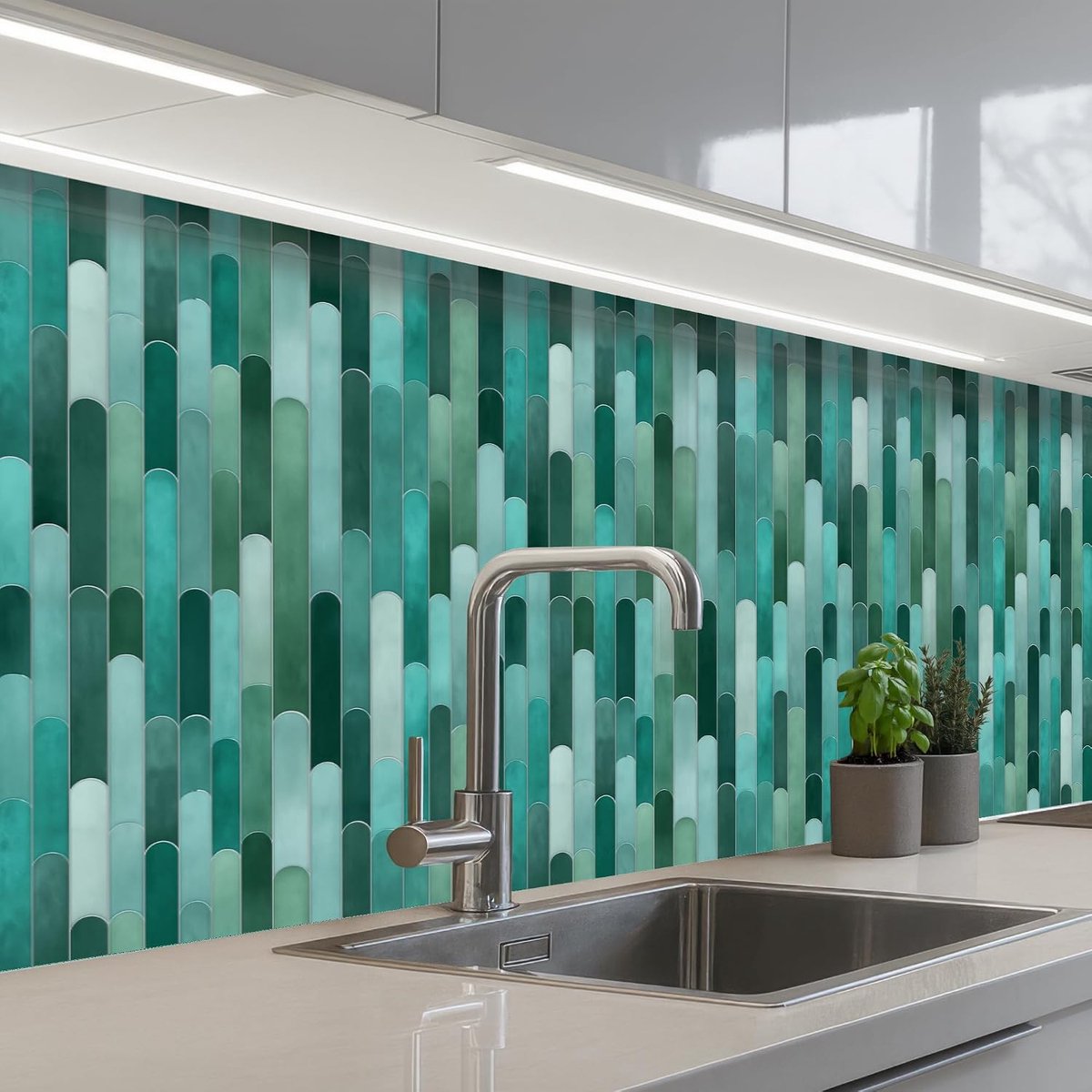 Keukenachterwand 80x250 cm zelfklevend keuken decoratie accessories home kitchen spatscherm Tegels - Langwerpig - Turquoise