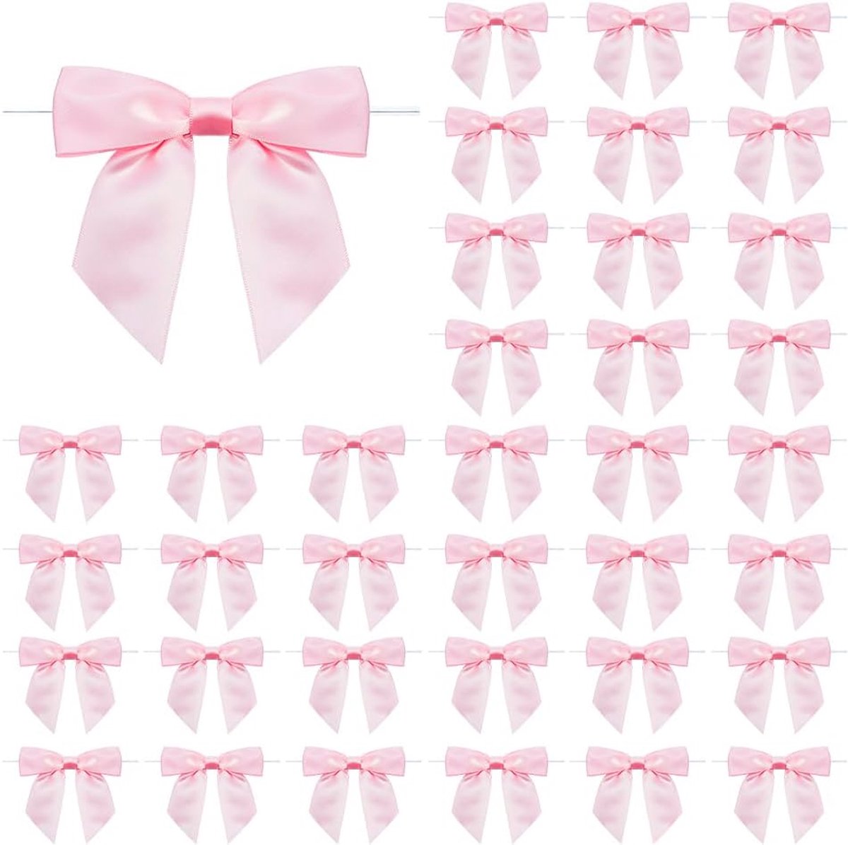 36 stuks satijnen strikjes kant-en-klare strikken polyester strik met stropdassen ambachten met ijzeren kern zakken manden taart opvallen premade strik voor cadeauverpakking verjaardag