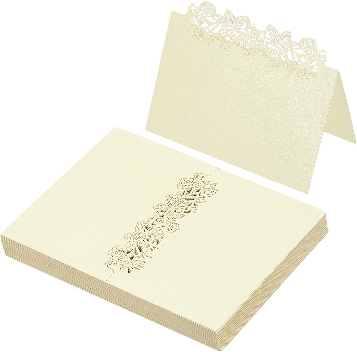 50 stuks bruiloft plaats kaarten, laser gesneden roos tafel plaats kaart gevouwen tent kaart naam kaarten voor tafel instelling bruiloft receptie buffet, lichtgroen