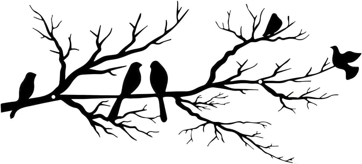 Muurschilderingen, metaal met vogels, wanddecoratie, metalen decoratie, muur, muurschildering, metalen silhouet, wanddecoratie, kunst vogeltakken, wandbekleding, wanddecoratie voor woonkamer,