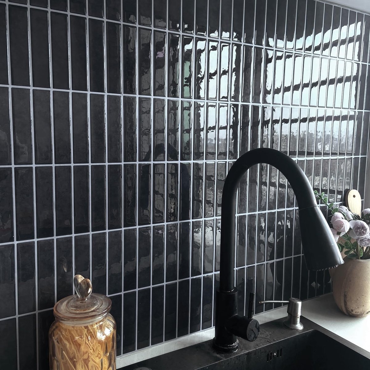 Tegelstickers van vinyl, 25,4 x 25,4, zelfklevende waterdichte spatschermstickers voor keuken- of badkamermuren, 10 vellen