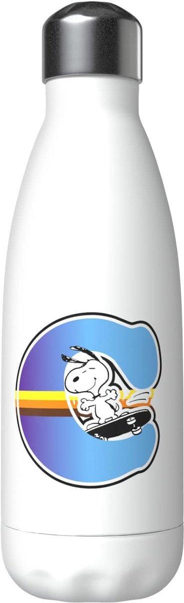 - waterfles van roestvrij staal, hermetische sluiting, met veelkleurig letter C-ontwerp, 550 ml, witte kleur, officieel product (CyP Brands)