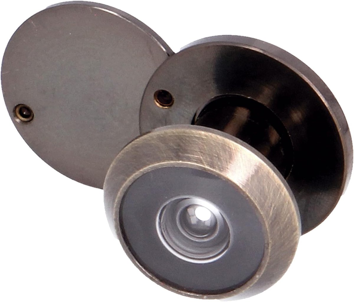 - Kijkgaatje met supergroothoeklens voor binnen- en buitendeuren - Kijkgaatje met privacykap - Messing - Leerkleur - Afmetingen: Diameter 14 mm - Deurdikte 15-25 mm