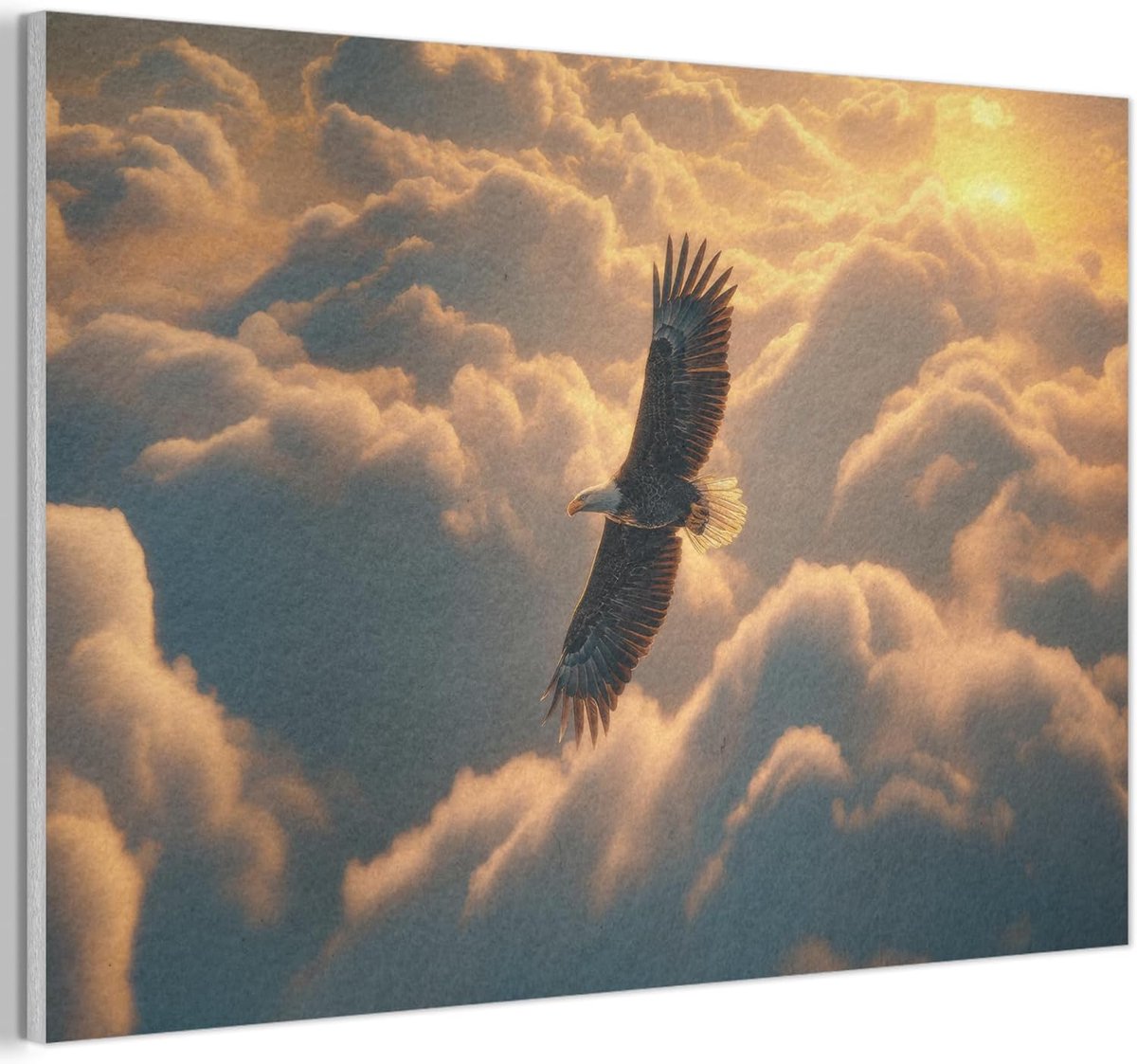 "MuchoWow© Vilten Wanddecoratie 90x60 cm Kamer Decoratie Woonkamer Slaapkamer Room Decor Wanddeco Felt Wall Art Adelaar - Wolken - Zon"
