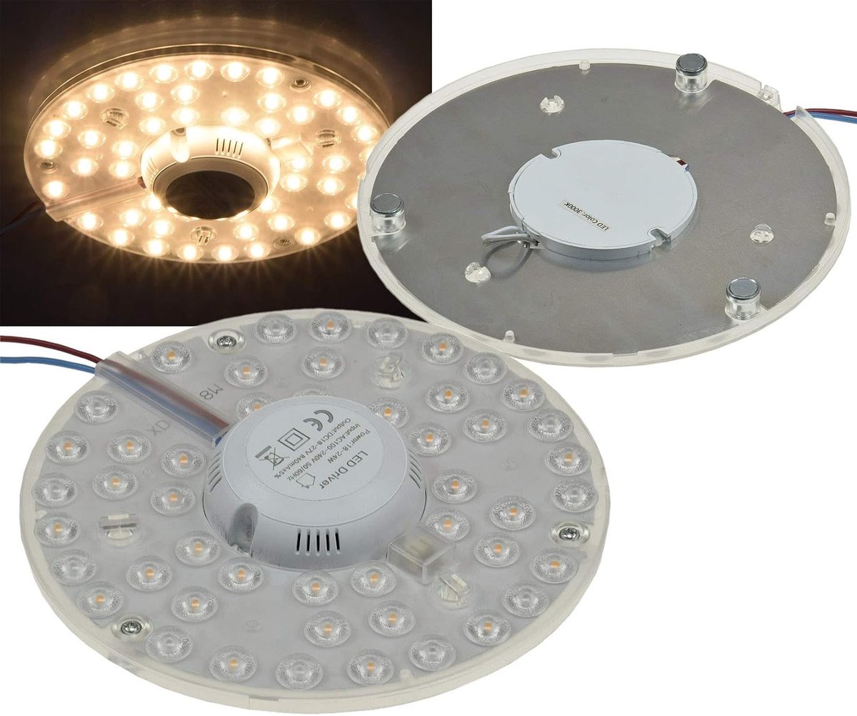 Ringmodule met magnetische houder 24W Ø18cm 2680 lumen 230V ringlamp ombouwset voor plafondlampen aansluitklaar 3000k / warm wit