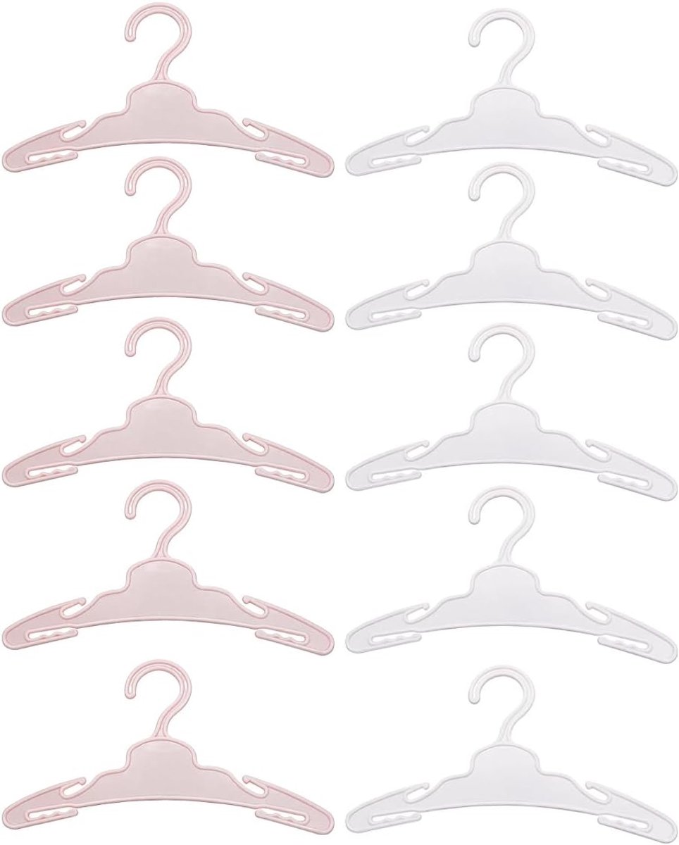10 stuks poppenkleerhangers, poppenkleerhangers van kunststof, kledingaccessoires, voor poppen van 35-45 cm