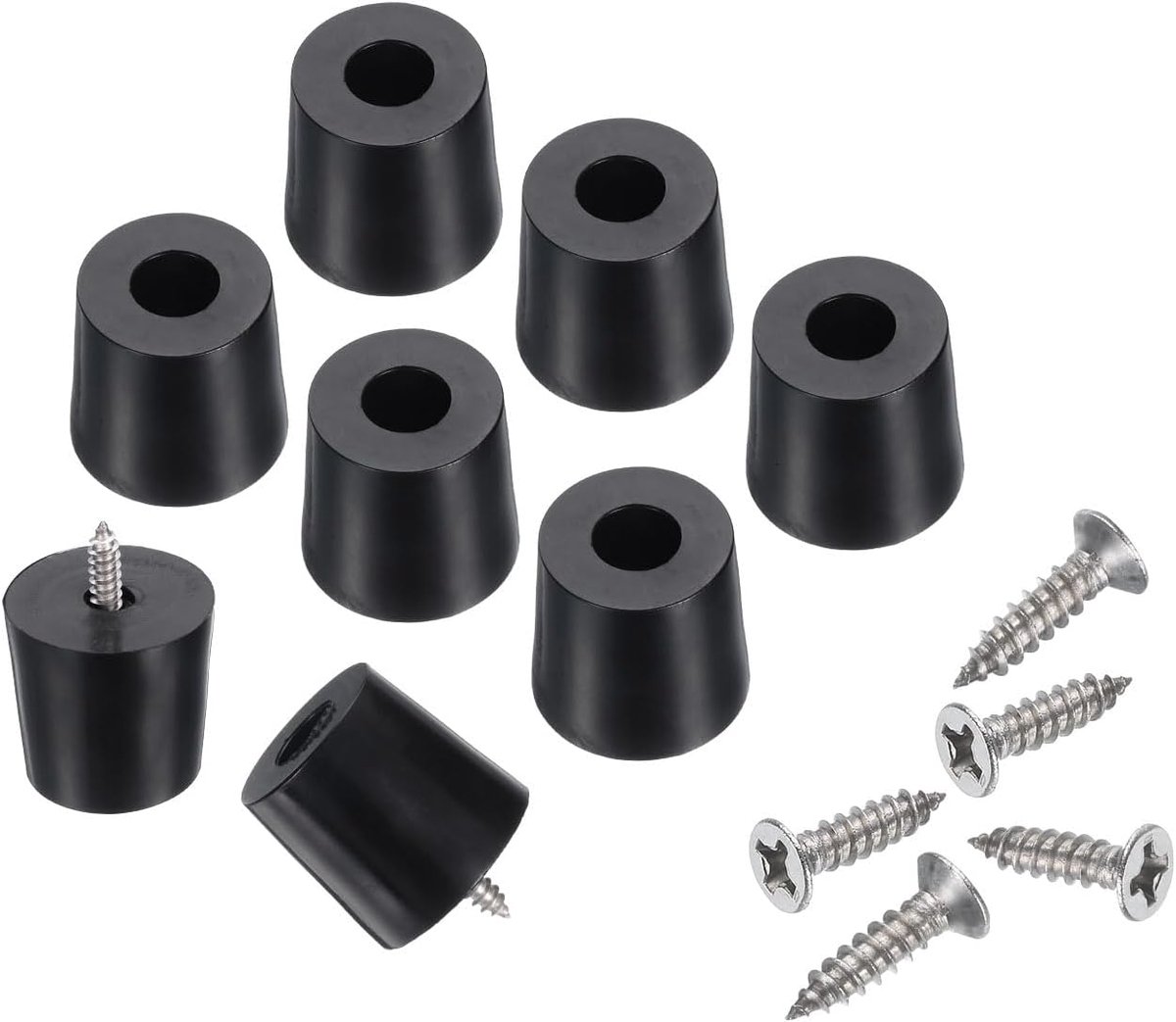 Rubberen antislipvoetjes met schroeven, 6 mm, voor snijplank, voeten, snijplank, antislip rubberen voetjes voor snijplank (zwart, 3,5 cm H x 1,3 inch)