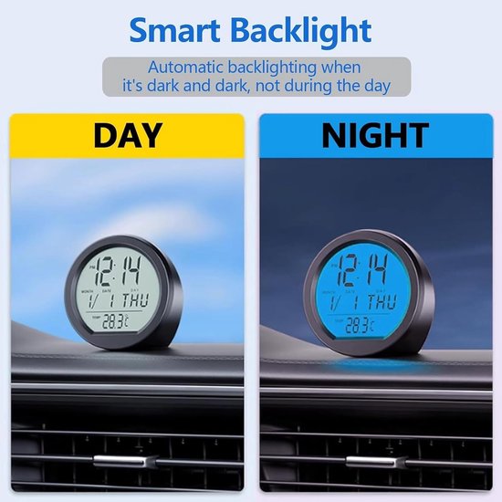 Auto-klokthermometer, 13 x 10 cm, auto-dashboardthermometer, werkt op zonne-energie, mini-auto-zonne-klok met groot lcd-display, voor thuis, auto, kantoor, hotel — afbeelding 4