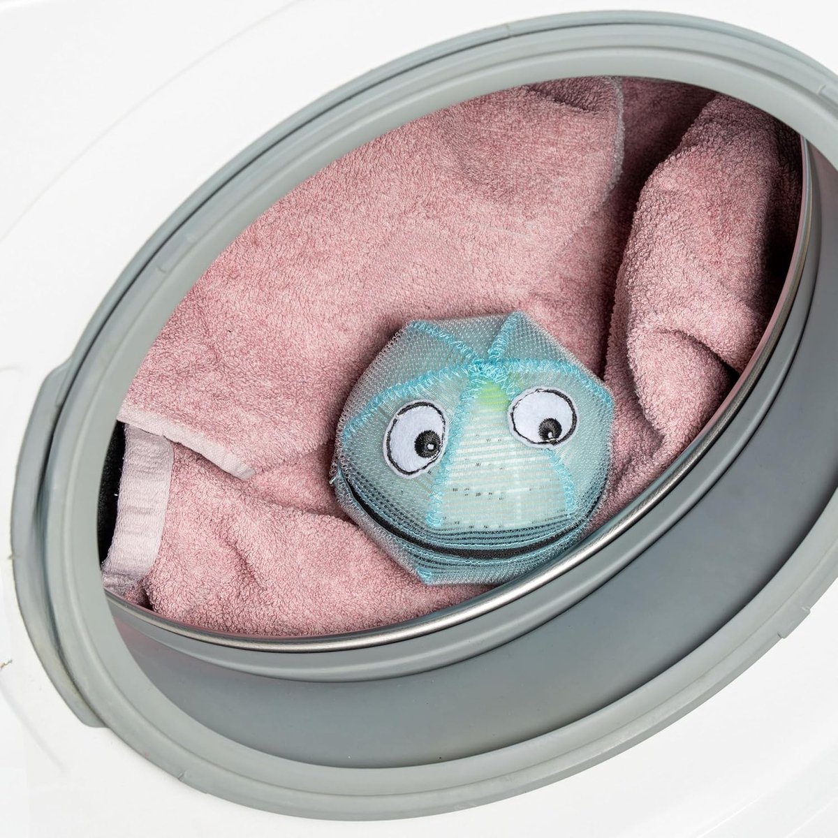 Haarvanger voor wasmachine, wasdroger, 1 set, blauw, haarfilter voor dierenharen, mensenhaar, pluiszeef, pluisjes, Ø 106 mm wasbal met waskralen, haarzeef
