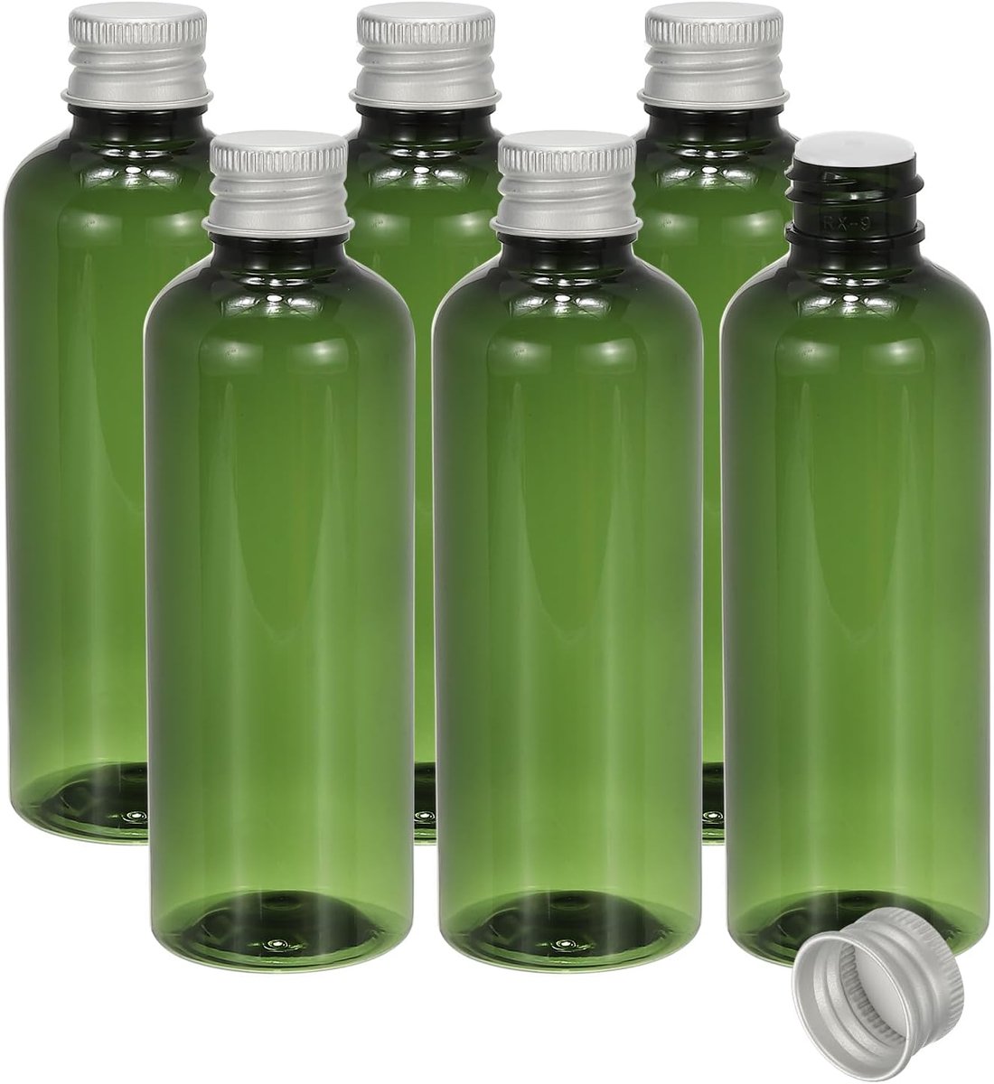 Reisflessen met schroefdop, 6 stuks 3.4 oz (100 ml) Lekvrije Hervulbare Lege Dispenser Container Knijpfles met Aluminium Schroefdeksel voor Shampoo Toiletartikelen Lotion Cream, Groen