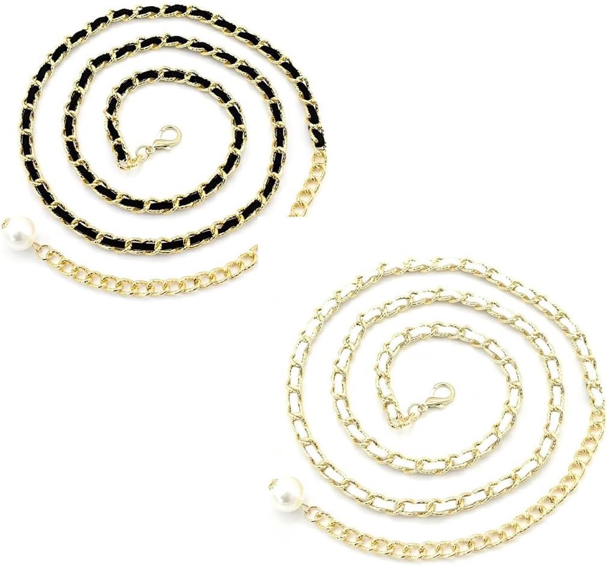 2 stuks tailleriem voor dames, kettingriem, verstelbare punk-tailleketting, ketting, bodylink, outfit voor jurken en jeans