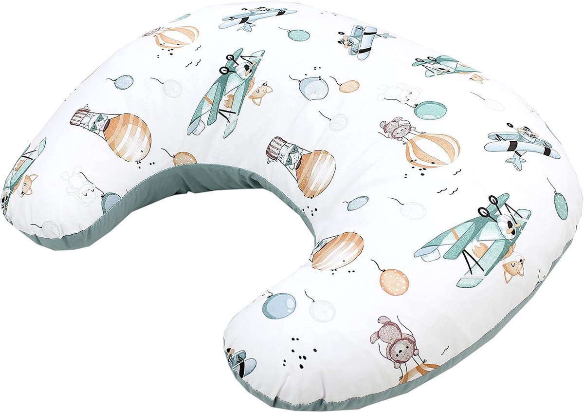 Baby Voedingskussen Klein, Foxes on a Plane/Green
