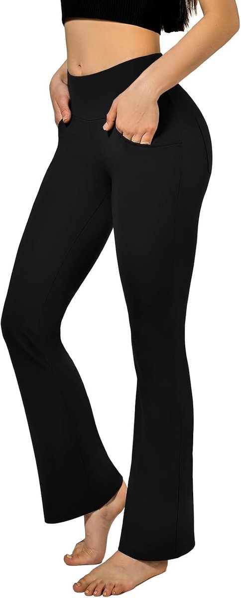 Yoga Dames Bootcut Flare Broek Yoga Leggings Hoge Taille,met zakken, Opaque, Sportbroek, Fitness, Casual