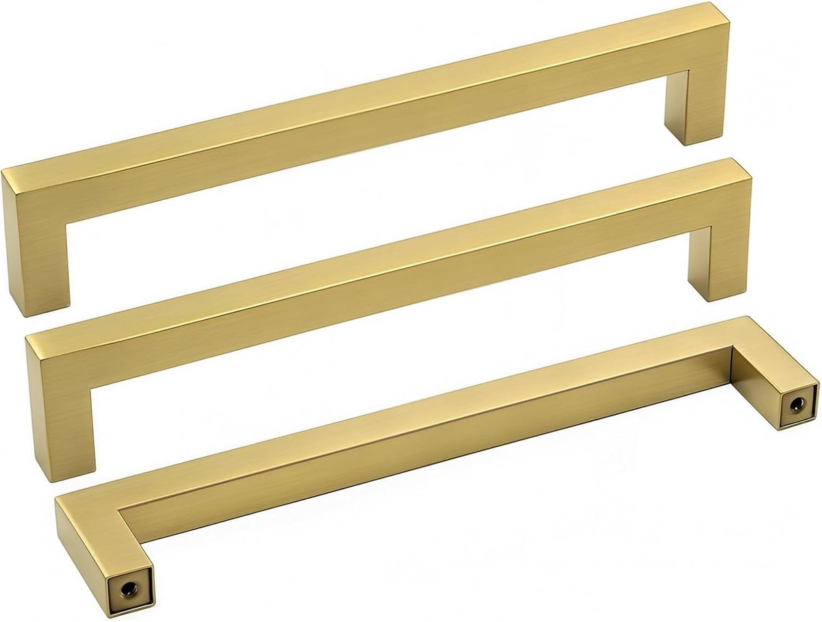 Goldenwarm 10 stuks meubelgrepen, gouden keukengrepen, 160 mm, gatafstand keukenkast, handgrepen, goud, ladegrepen, keuken, goud, 160 mm, gouden handgrepen