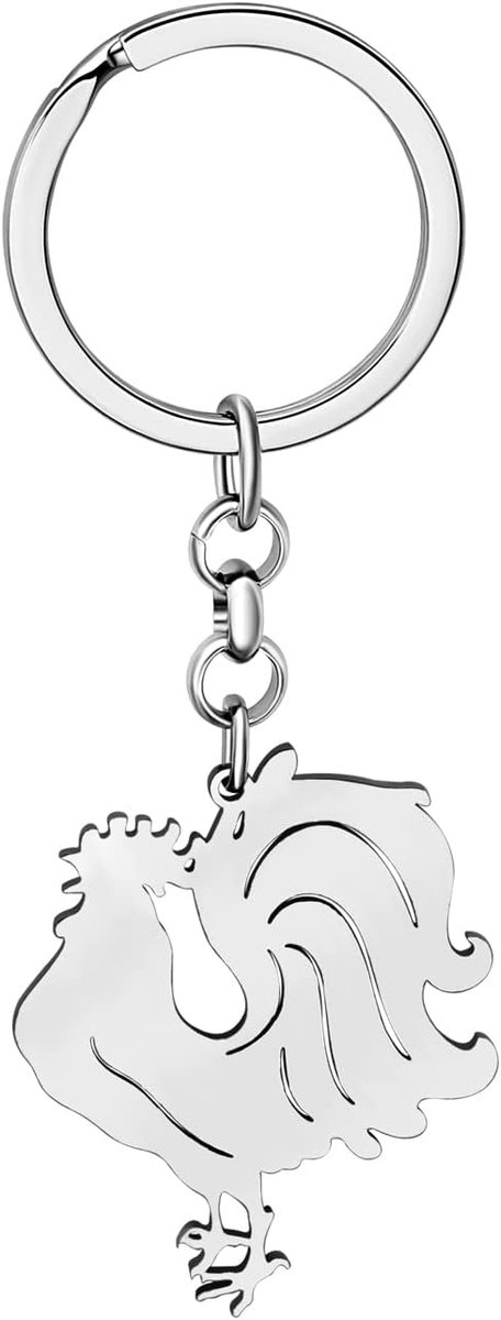 Nieuwigheid Kip Sleutelhangers Kip Haan Auto Sleutelhanger Sieraden Charms Geschenken Voor Vrouwen Meisjes Decor, Verzilverde kip a, 39mm x31mm
