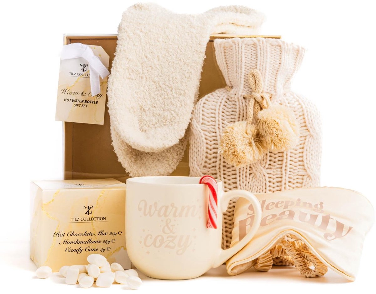 Elzusha - Chocolademelk Cadeauset met Mok, Marshmallows en Warmwaterkruik