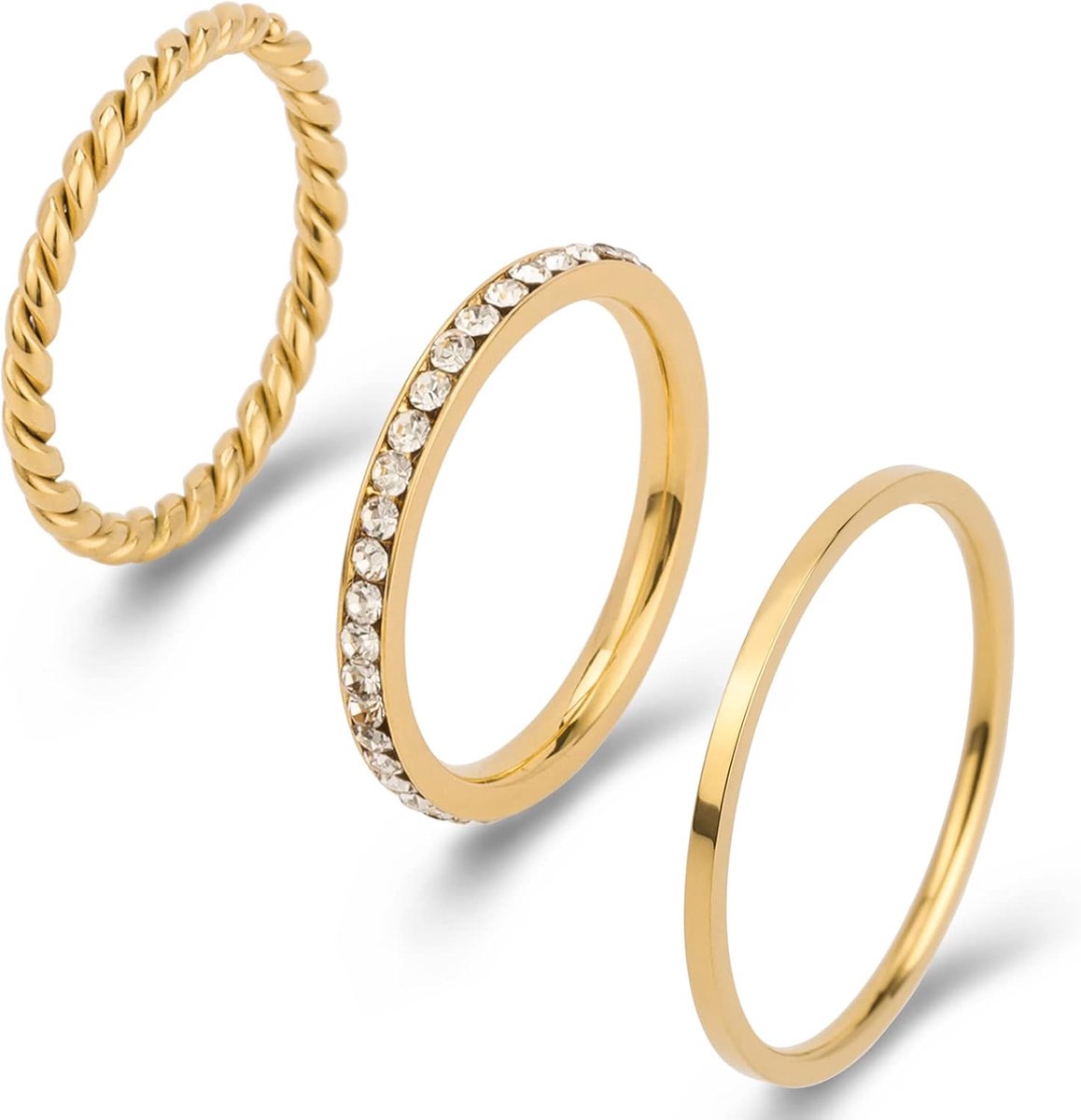 Ringen voor vrouwen Twisted Touw Ringen Layering Band Comfort Fit Maat 6 tot 10