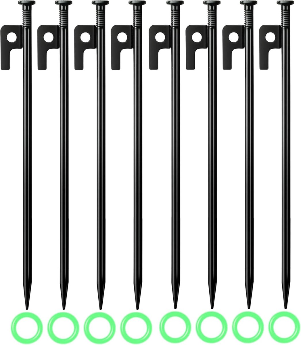 8 stuks grondankers, grondanker, 30 cm, haringen, stabiele metalen haringen, tentharingen, stormbestendig, voor buiten, voor camping, outdoor, wandelen, kamperen en wandelen