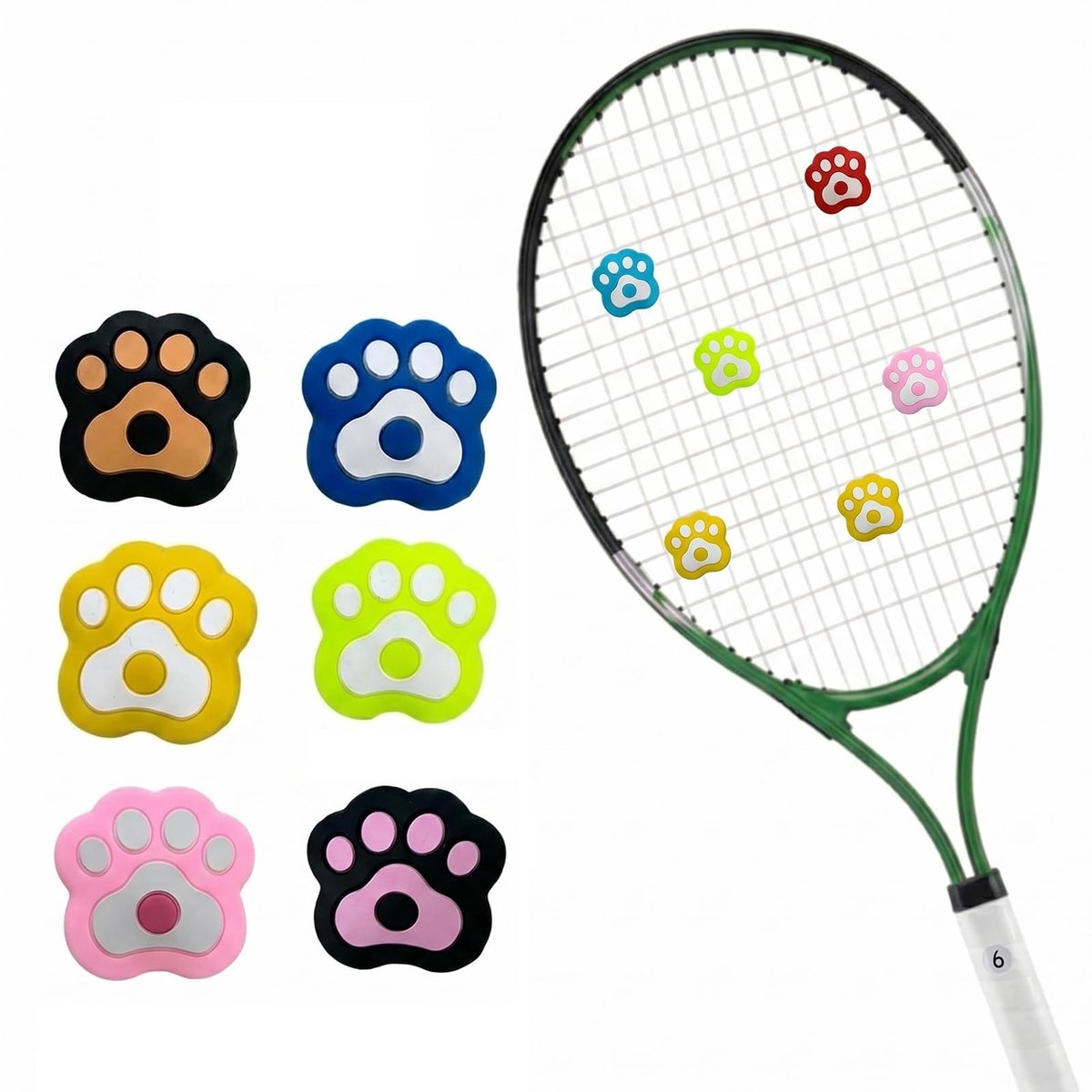 SolidKeus - Set van 6 Tennisbal Demper met Grappige Ontwerpen