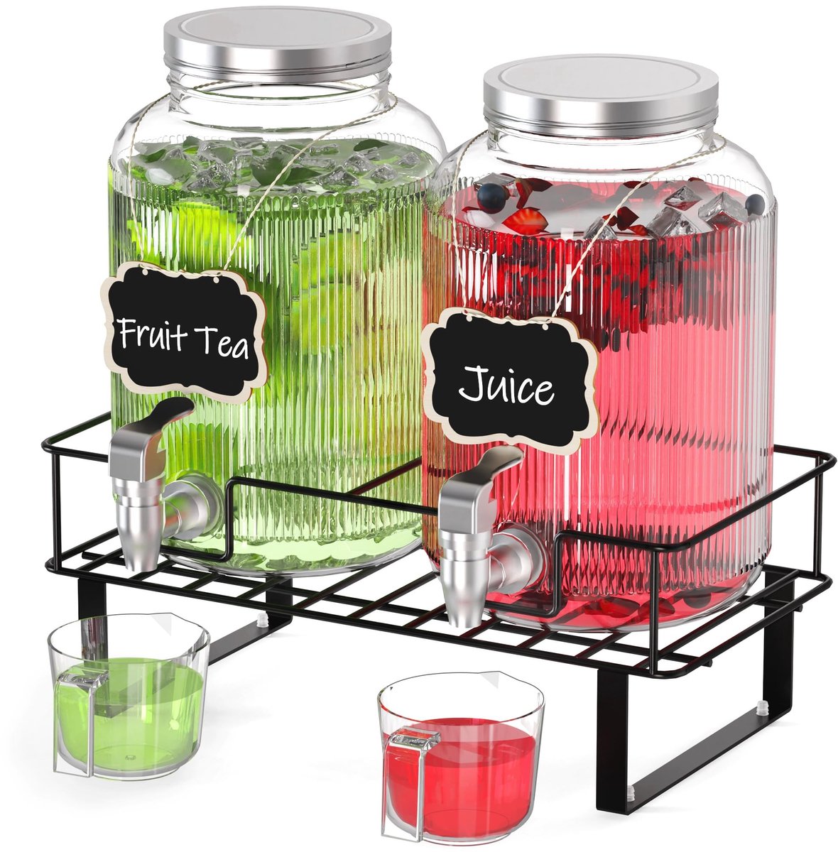 SolidKeus - Set van 2 Glazen Drankdispensers met Tap