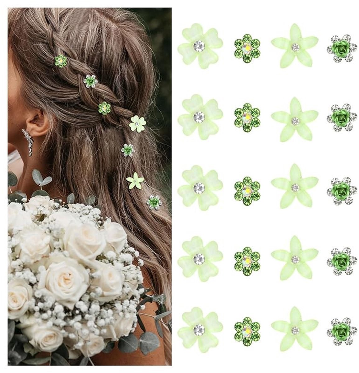 SolidKeus - Set van 20 Mini Haarclips met Bloemmotief