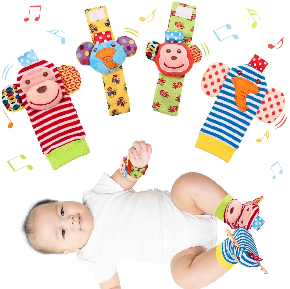 SolidKeus - 4 Stuks Baby Rammelaars voor Sensorische Ontwikkeling