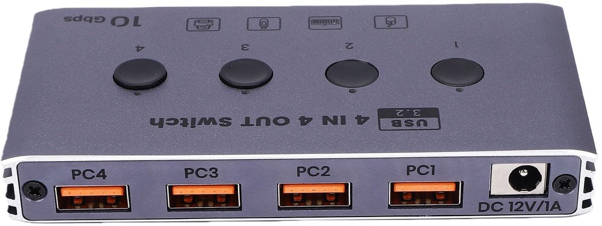 SolidKeus - 4x4 USB 3.2 Schakelaar met Afstandsbediening voor Meerdere Apparaten