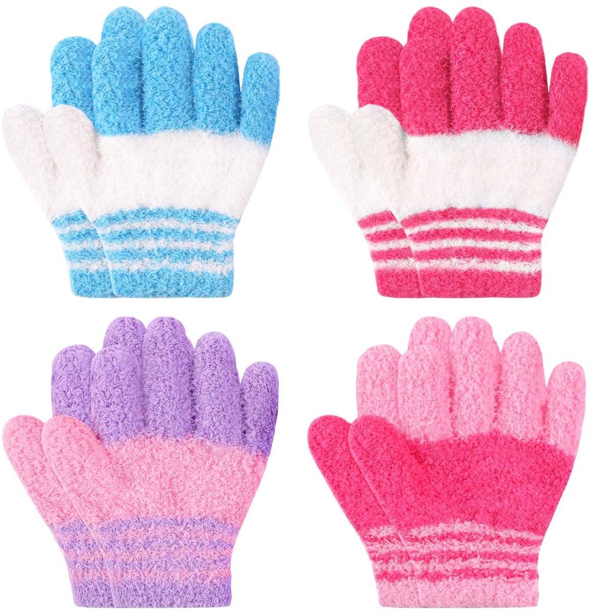 SolidKeus - 4 Paar Kinderen Winterhandschoenen, Warm en Comfortabel