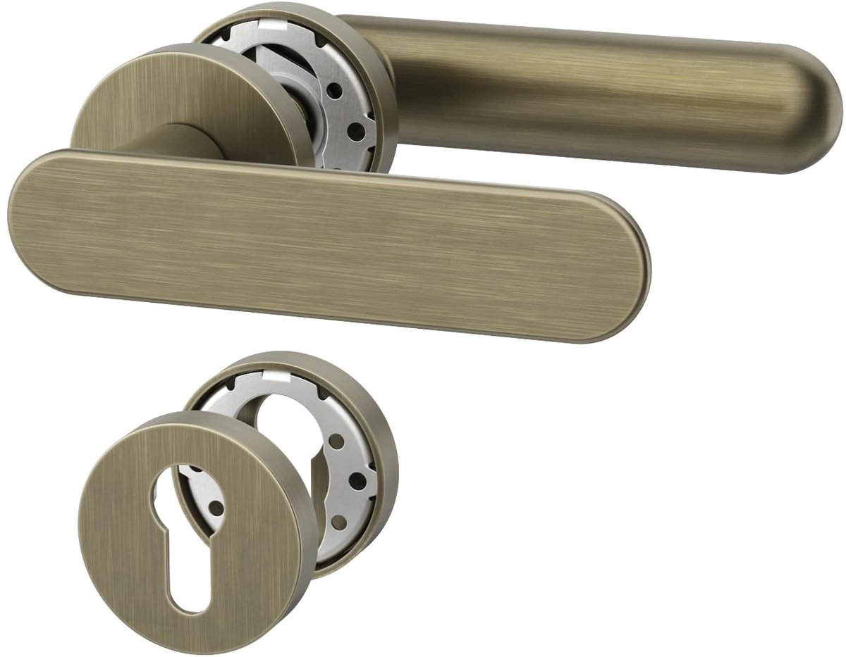 SolidKeus - Deurklinkset Geborsteld Antiek Messing van Aluminium