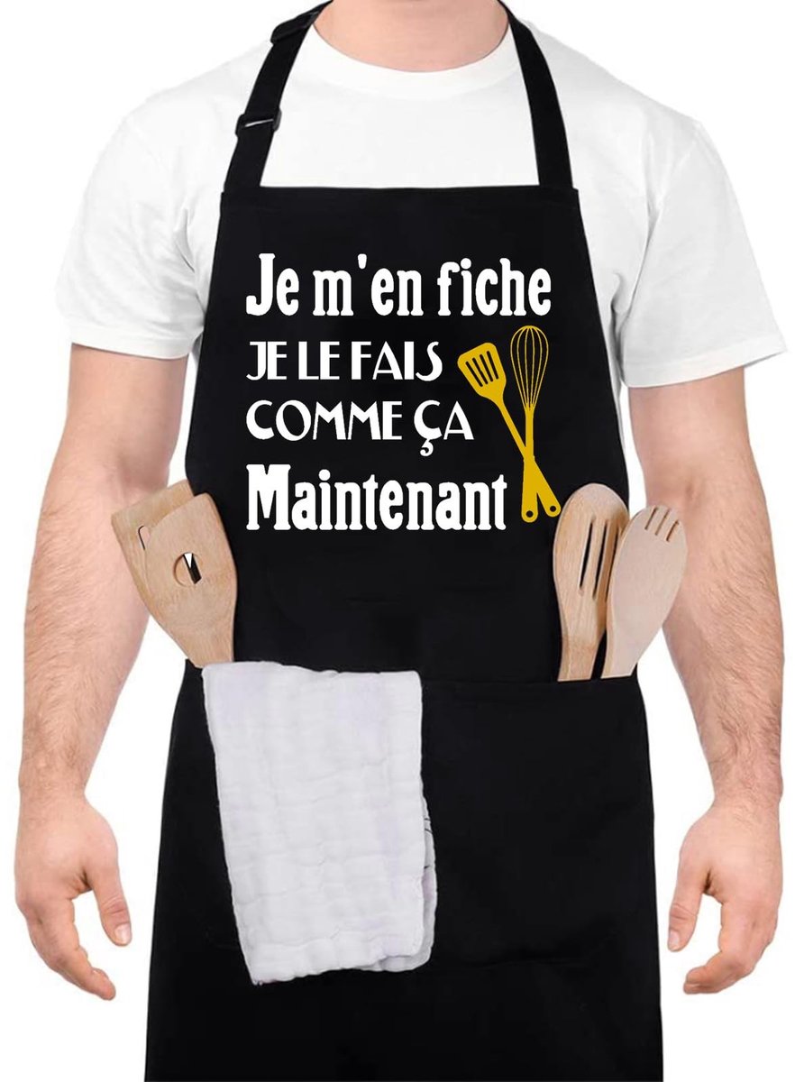 SolidKeus - Verstelbaar Zwart Keuken Schort voor Mannen