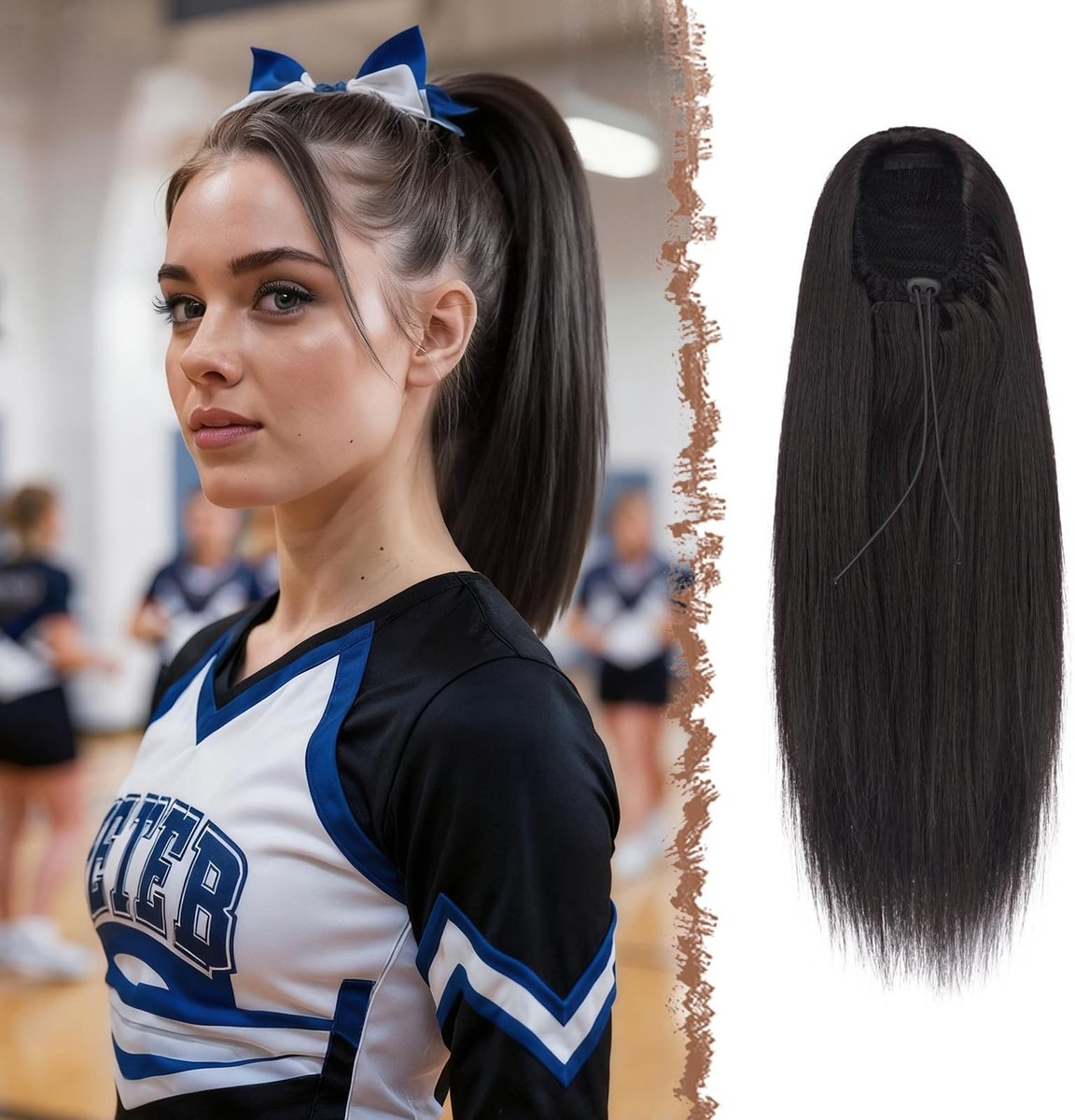 SolidKeus - Rechte Ponytail Extensions met Trekkoord 40 cm