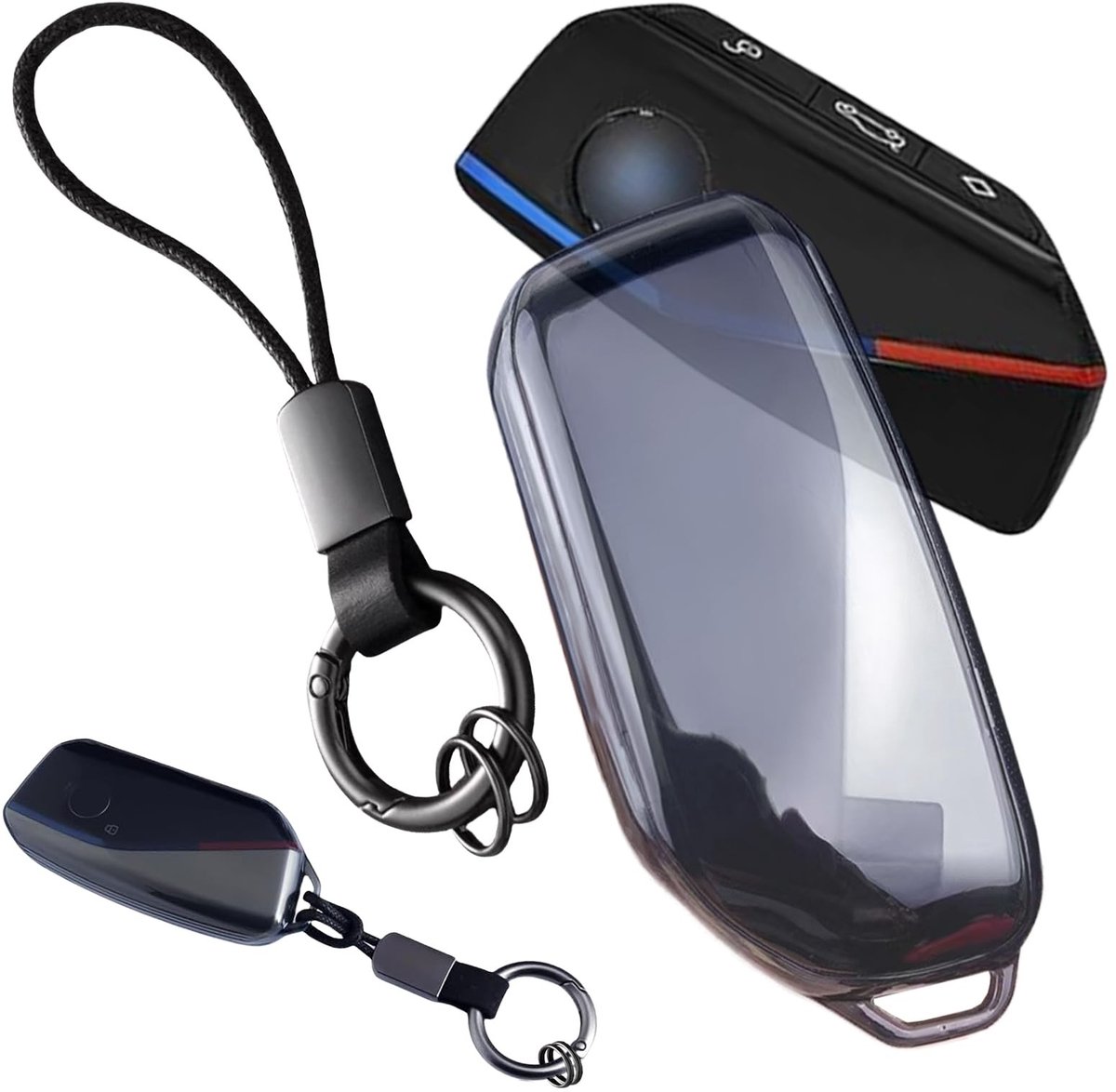 SolidKeus - TPU Autosleutelhoes met Sleutelhangers voor BMW Serie 2/3/5/7 en SUV's