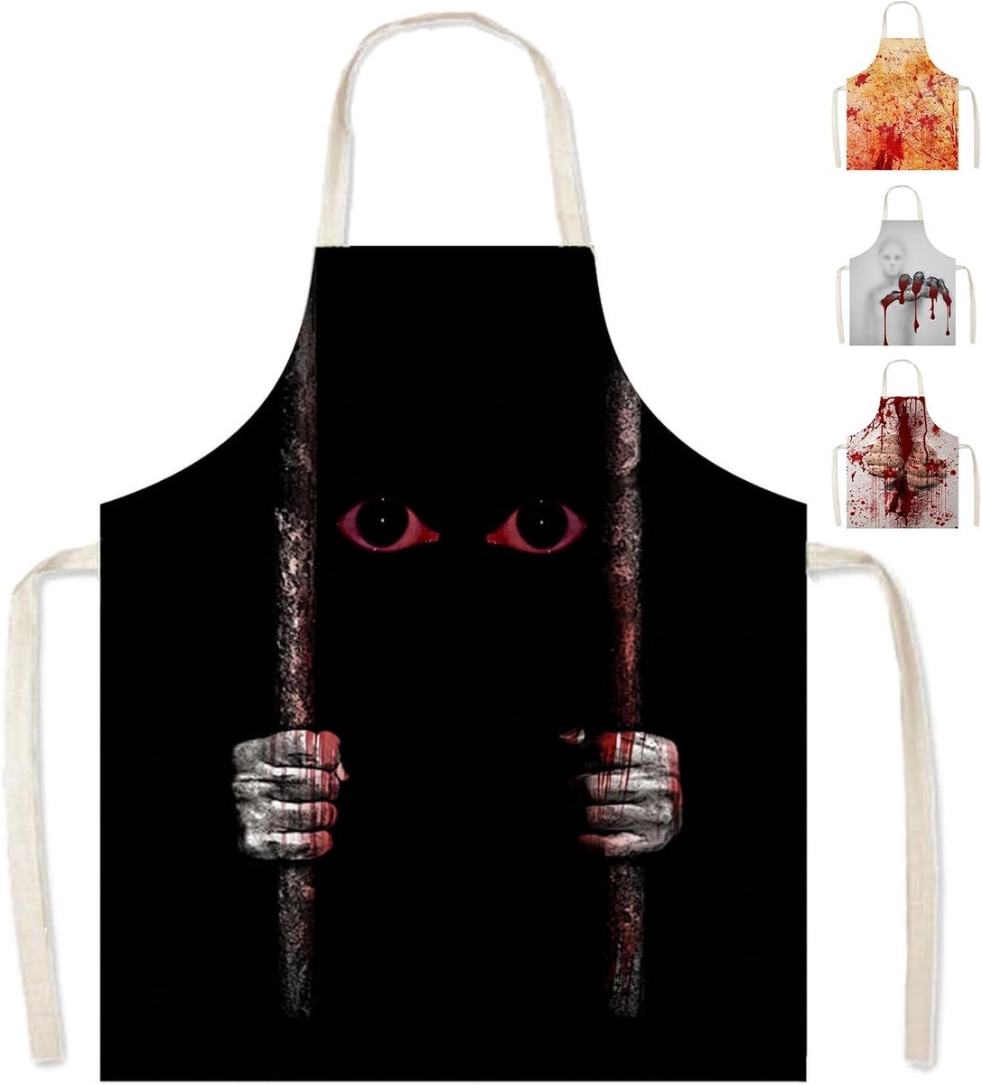 Scary Bloody Butcher Schort voor Volwassenen, 65x75cm, Aanpasbaar en Waterproof, Perfect voor Halloween en Cosplay Accessoires
