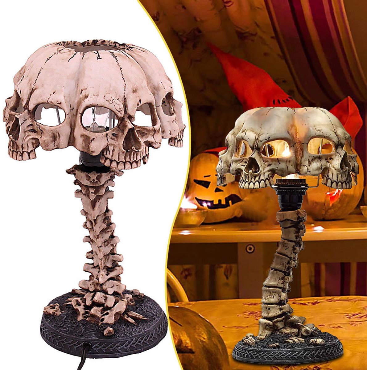 Claoner Schedel tafellamp - 3D standbeeld - Halloween decoratie - Nachtlamp - Bureau accessoire - Griezelig cadeau