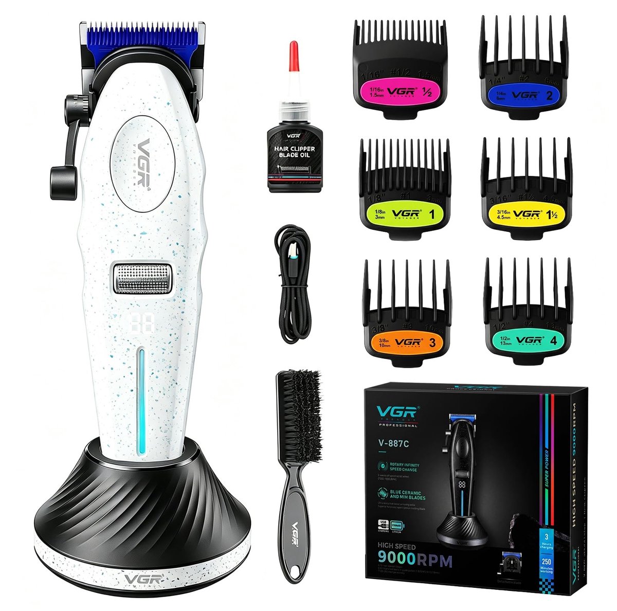 Omgoods - Professionele Haartrimmer met Oplaadstation en 6 Snijdiktes