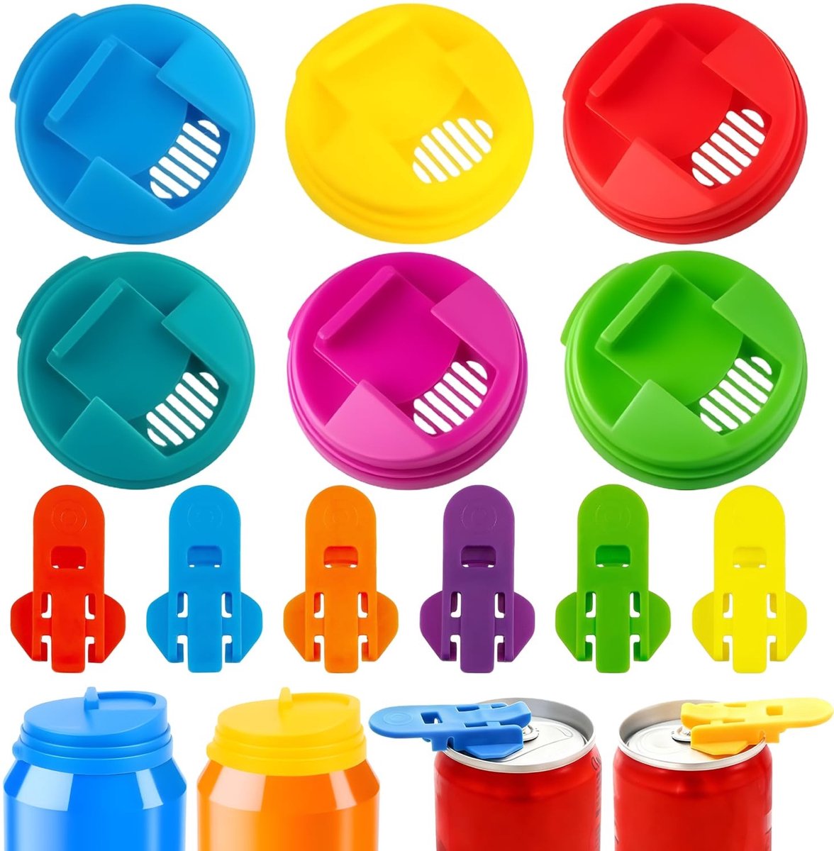Omgoods - Set van 12 Herbruikbare Deksel voor Drinkblikjes
