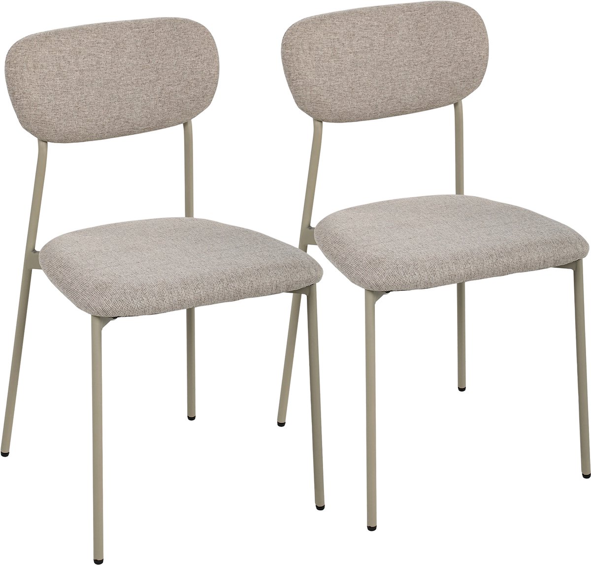 Eetkamerstoelen, 2-delige set, linnen stof, gestoffeerde eetkamerstoelen, moderne keukenstoelen zonder armleuning en metalen poten, bruin
