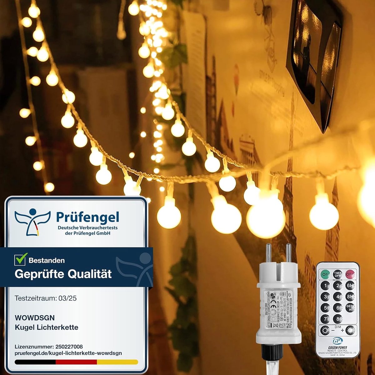 Vellaro Tuinverlichting buiten lichtsnoern - Warmwit - 30 meter - LED Bolletjes Lichtketting met 8 Lichtmodi - Geschikt voor Binnen en Buiten