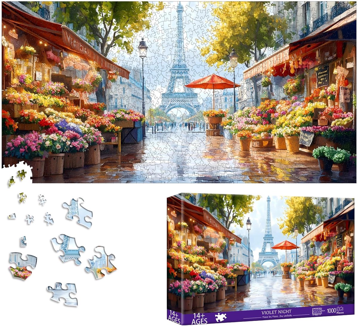 SolidKeus - 1000 Stuk Puzzel voor Volwassenen met Eiffeltoren Thema