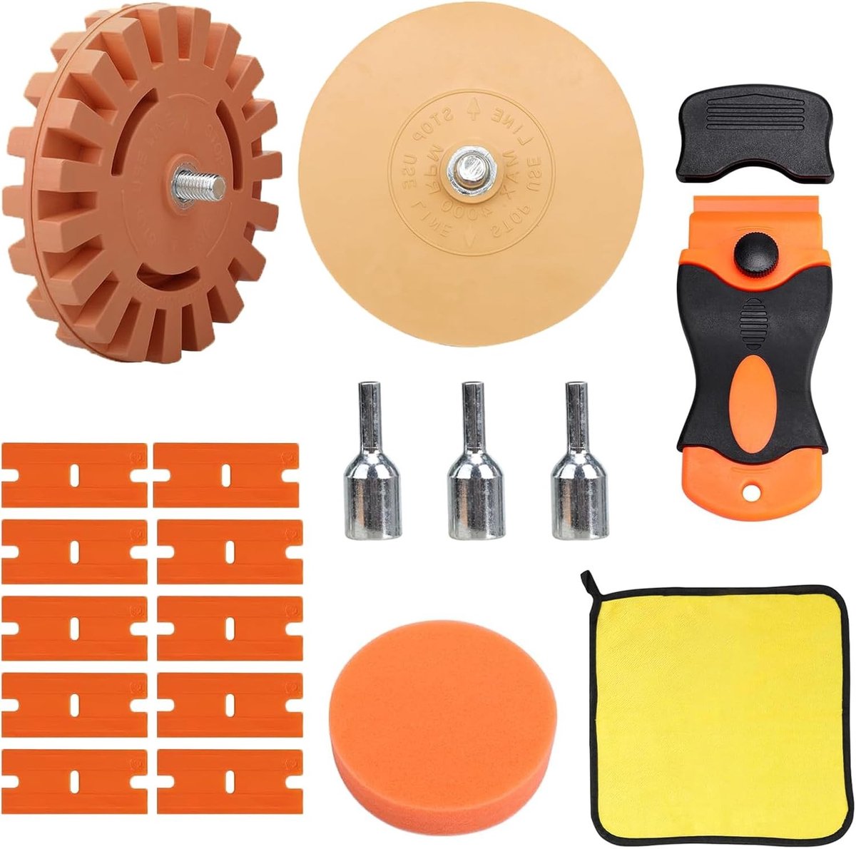 Radiator Sticker Verwijderaar Kit met Rubberen Blades en Plastic Scraper voor Eenvoudig Verwijderen van Stickers en Vuil