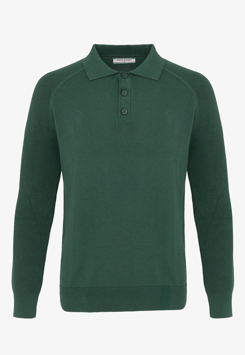 Felix Hardy Trui Met Polokraag - Polo Shirt - 100% Katoen Heren Donkergroen - M