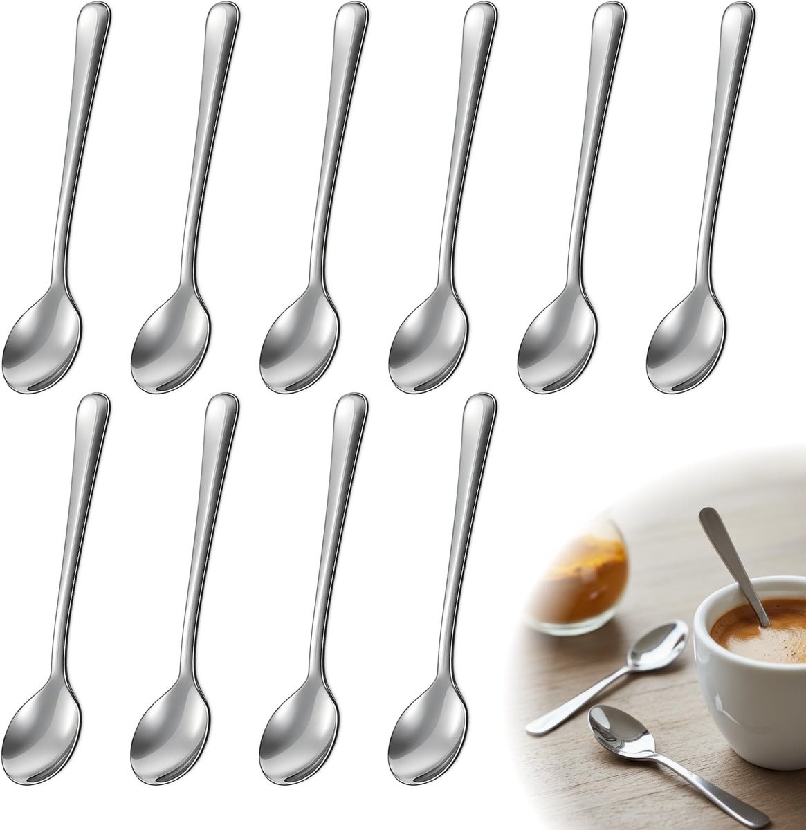 SolidKeus - Set van 10 Mini Koffielepels van RVS