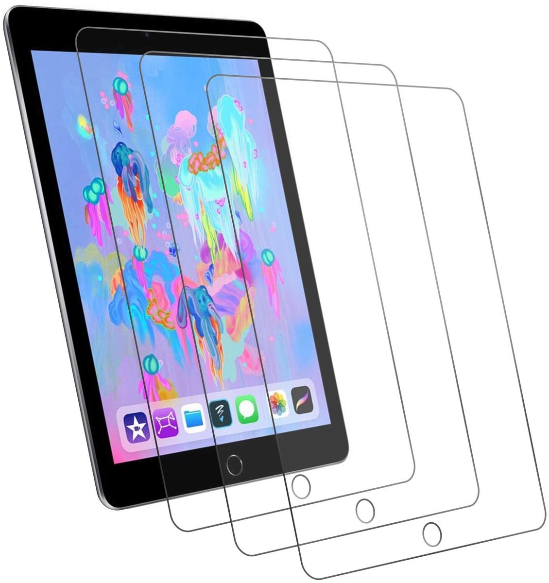 SolidKeus - 3 Stuks Screen Protector voor iPad 9.7 2018/2017/Air 1/Air 2/iPad Pro, 9H Gehard Glas, Anti-kras, HD Doorzichtig