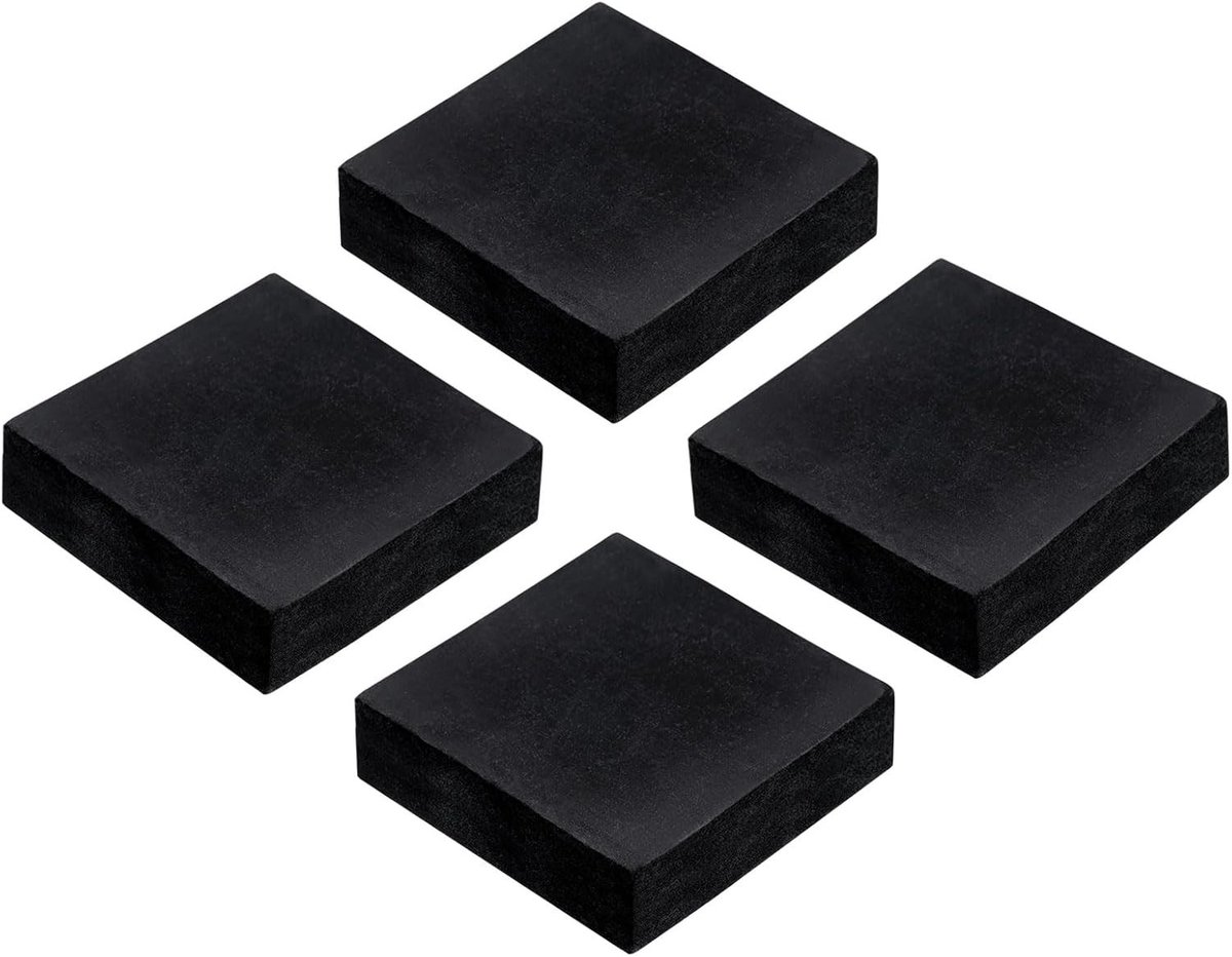 Set van 4 Vierkante Vibration Isolation Matten - 50mm Antislip Rubber Blokken voor Geluidsdemping en HVAC Toepassingen, 15mm Dikte