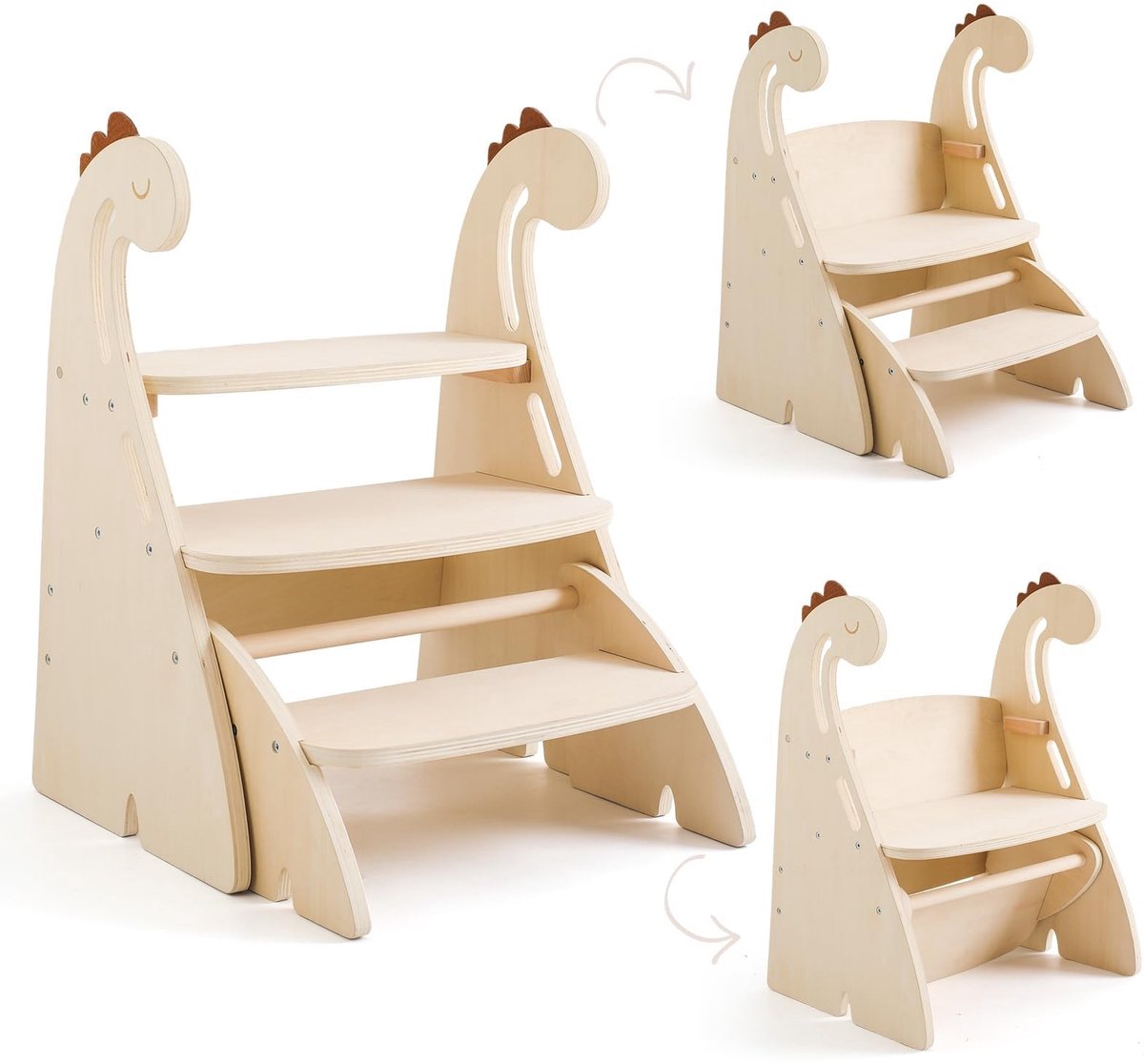 SolidKeus - Montessori 3-Treppen Houten Stapelstoel voor Kinderen