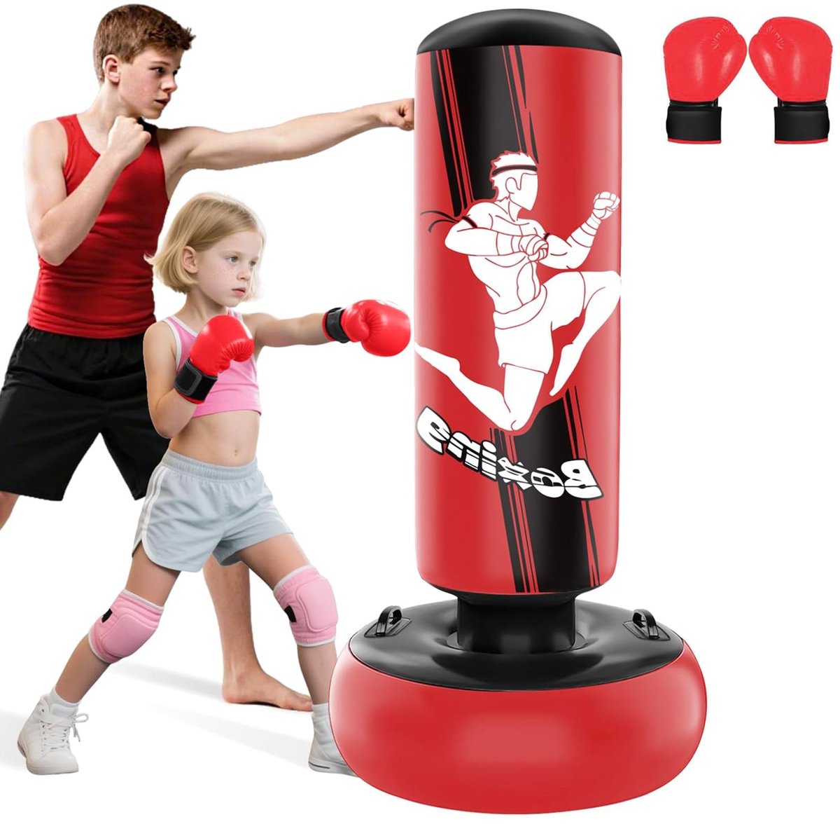 SolidKeus - Punching Bag voor Kinderen met Inclusief Handschoenen en Pomp