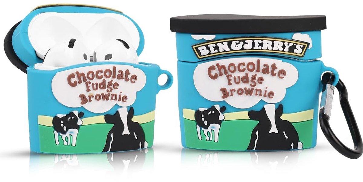 SolidKeus - Beschermende Silicone Hoes voor AirPods 4 met Sleutelhanger (Benjerry)