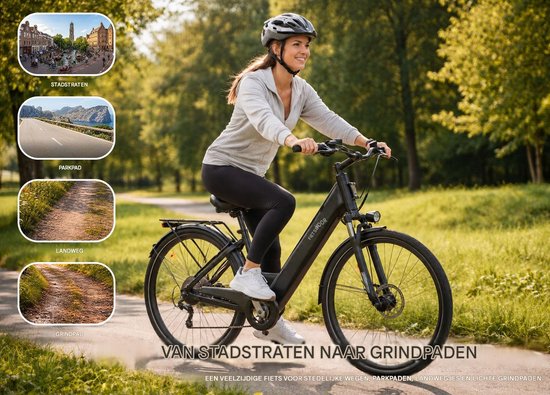 SmartAI C1 28 inch Elektrische Fiets - 250W Motor - 36V 13Ah Accu - Bereik tot 80km - Shimano 7-Snelheden - Max 25km/u - - Verende Voorvork -Elektrische stadsfietsen -Blauw — afbeelding 3